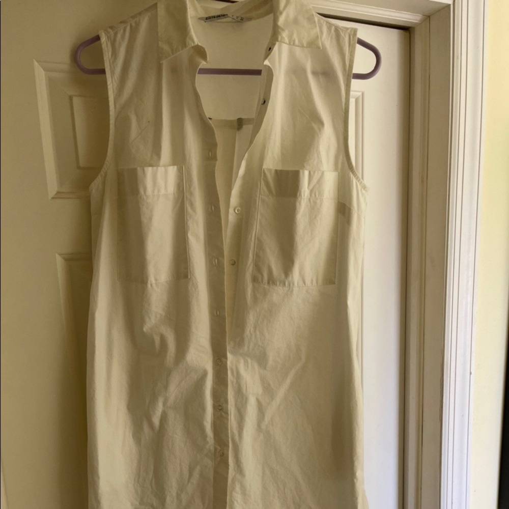 Zara basic swim white button up shirt dress